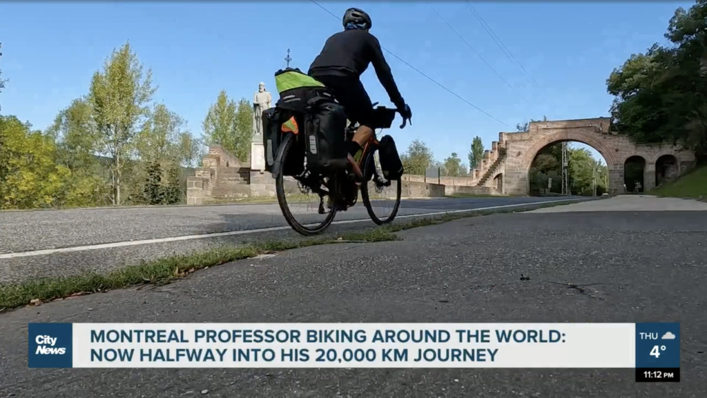 Montreal professor biking around the world: Now halfway into his 20,000 km journey.